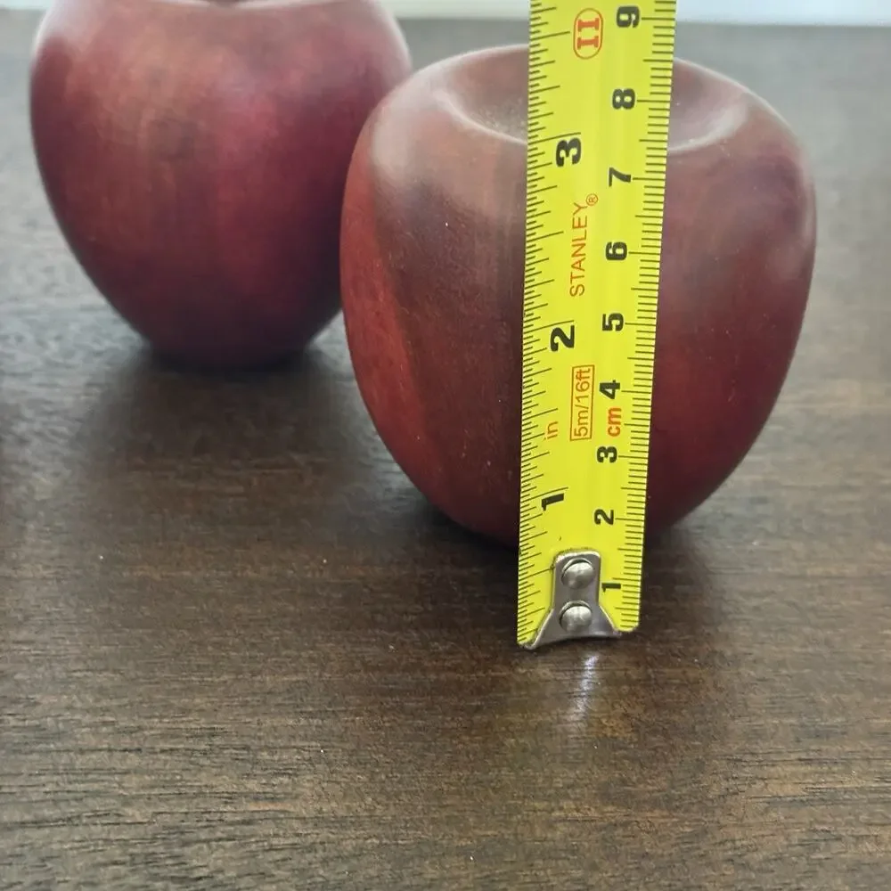 VTG Wooden Apples Set 4 Hand Carved Country Farmhouse Primitive Teachers Decor